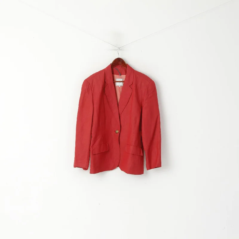 Marc Aurel Women 42 M Blazer Raspberry Linen Blend Classic Retro Jacket