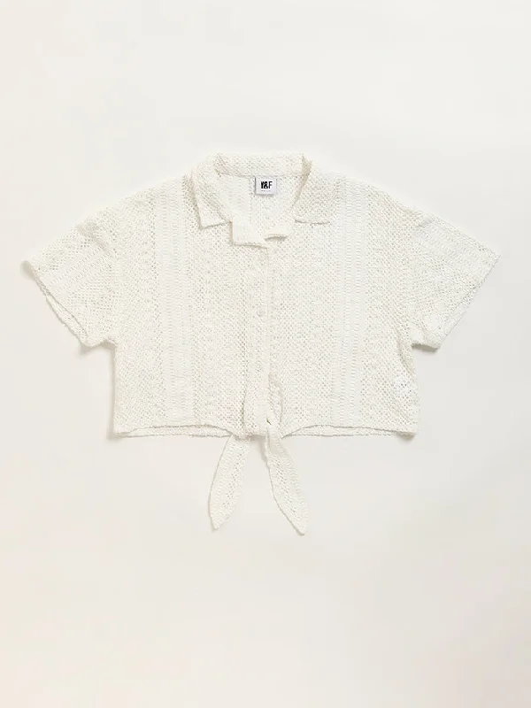 Y&F Kids White Mesh Crop Shirt