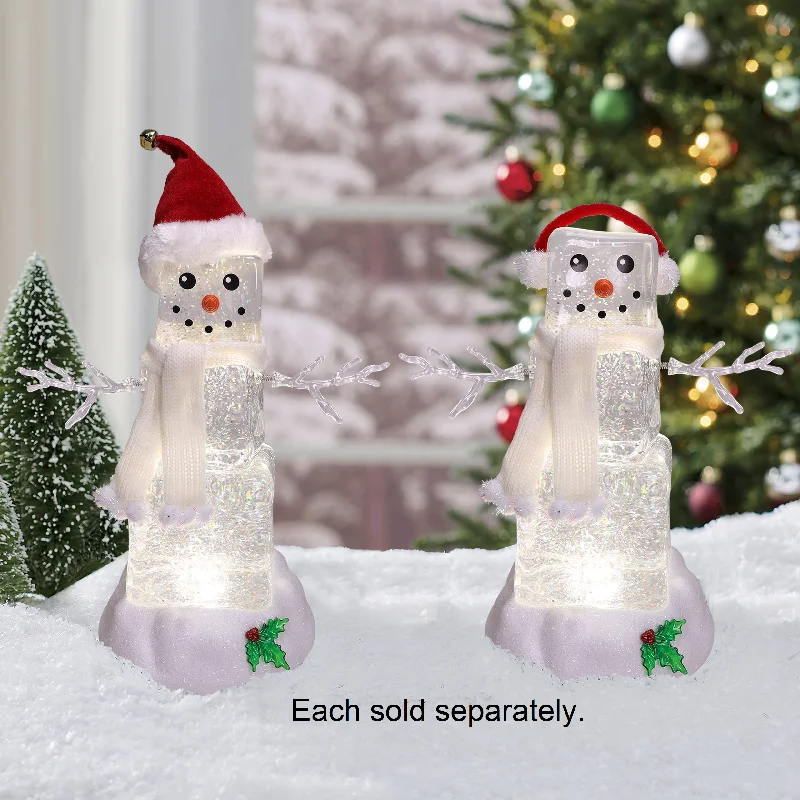 10" Festive Ice Cube Glitter Snowman