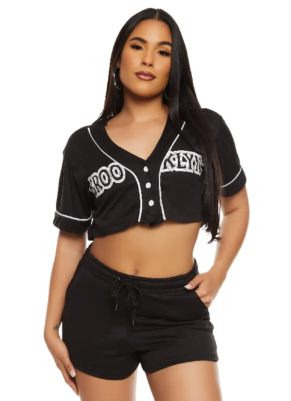 City Graphic Mesh Cropped Baseball Tee